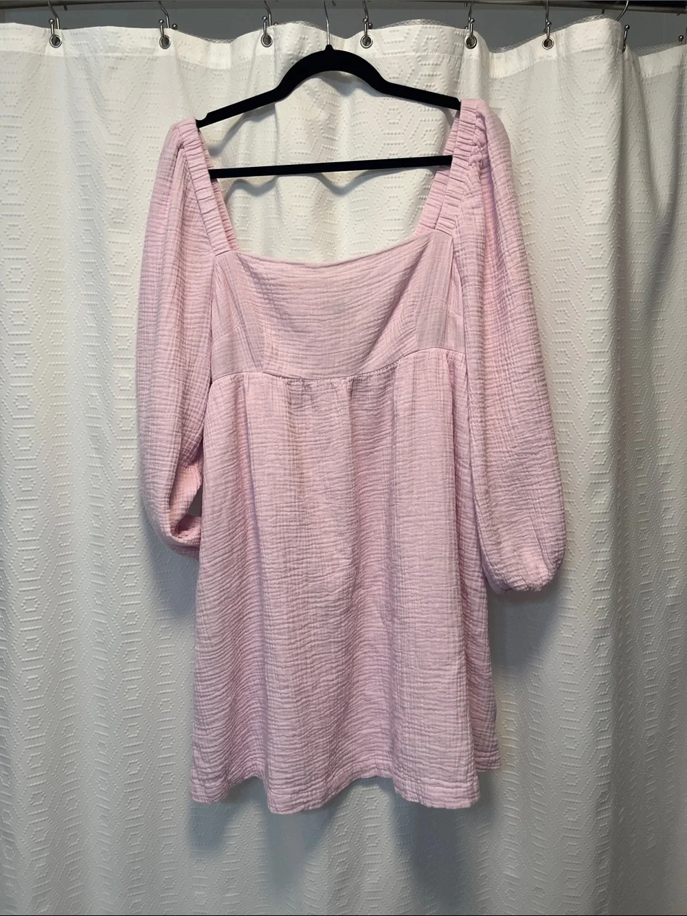 J.Crew Squareneck soft gauze Pink Puff Sleeve Dress